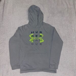 Under Armour Hoodie Youth XL Sweatshirt Boys Grey Blue Neon